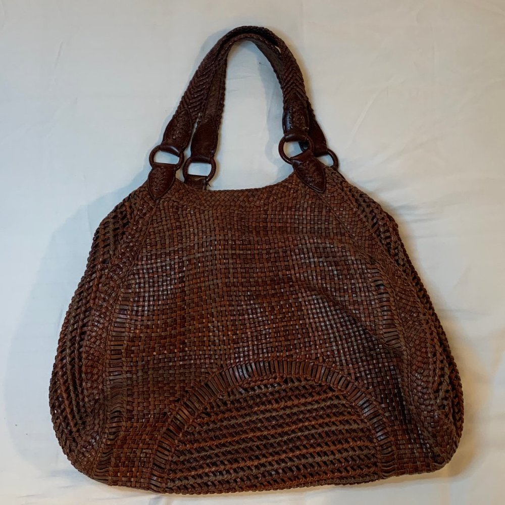 Cole Hahn Beautiful Brown Leather Braided Handbag